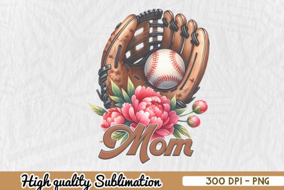 Baseball Mom Glove with Flower: A Charming Embroidery Design