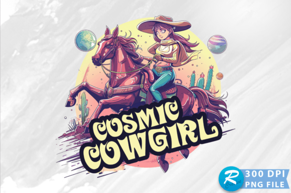Cosmic Cowgirl PNG: A Stellar Embroidery Design